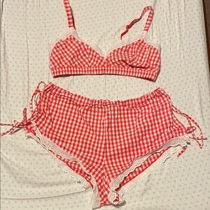 Colsie Red Gingham Lounge/Sleep Set